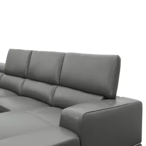 Naomi Italian Leather Sectional Dark Grey